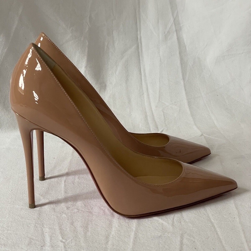 NEW IN BOX Christian Loubutin Kate 100 patent nude Size EU 39 / US 9 Retail $795 - Picture 2 of 12